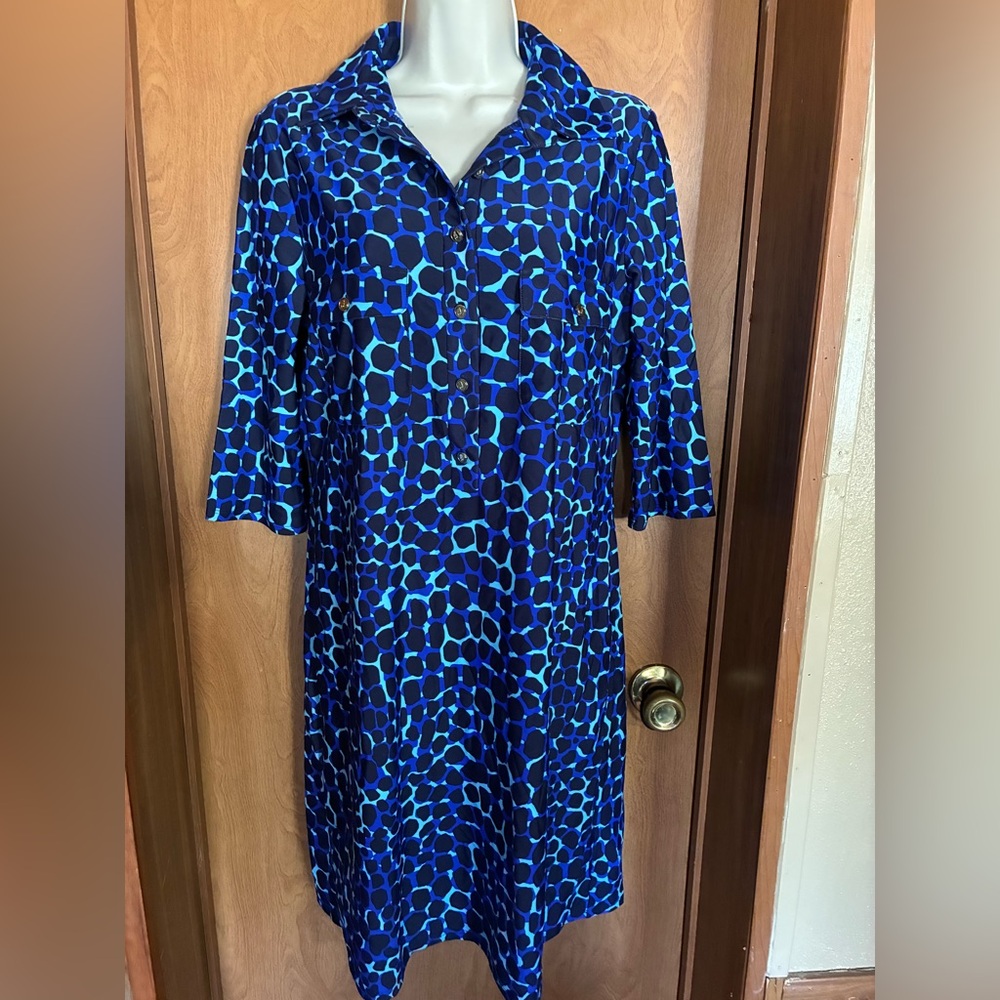 Jude Connally Vibrant Blue Long Sleeve Dress Medium Cute Comfortable